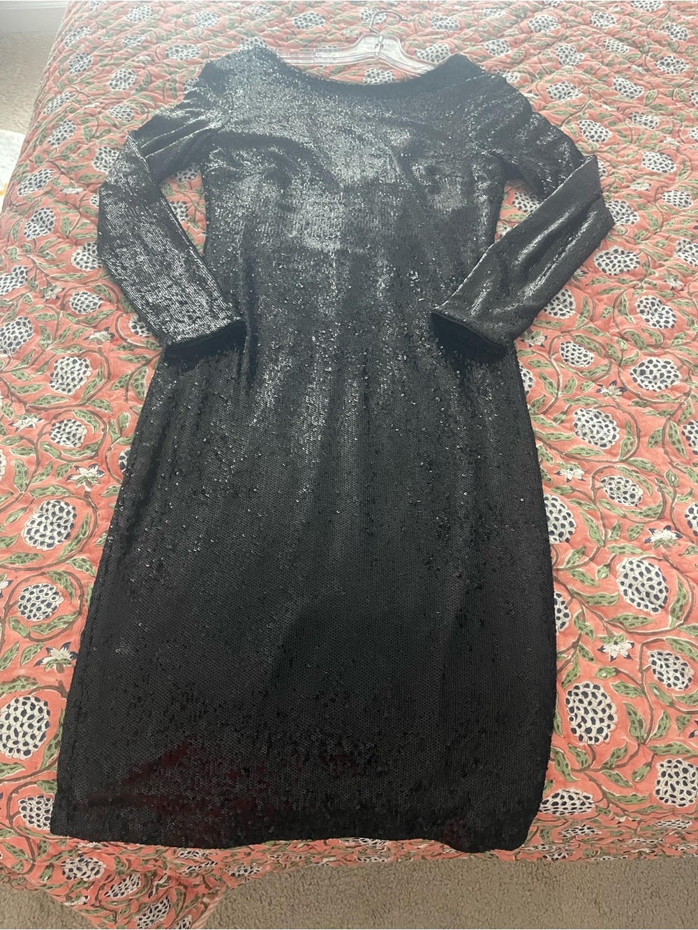 White House Black Market Black Long Sleeve Sequin Dress